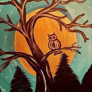 Original 16x20 Canvas Painting - Tree Owl